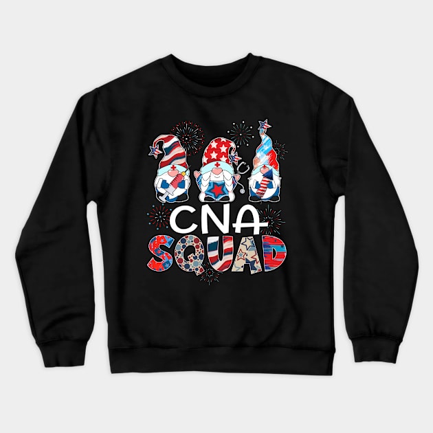 CNA Squad Gnomes 4th of July Pride Nurse USA Flag Stethoscope Crewneck Sweatshirt by justinacedric50634